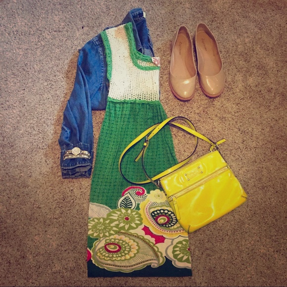 🌟green crocheted floral dress🌟