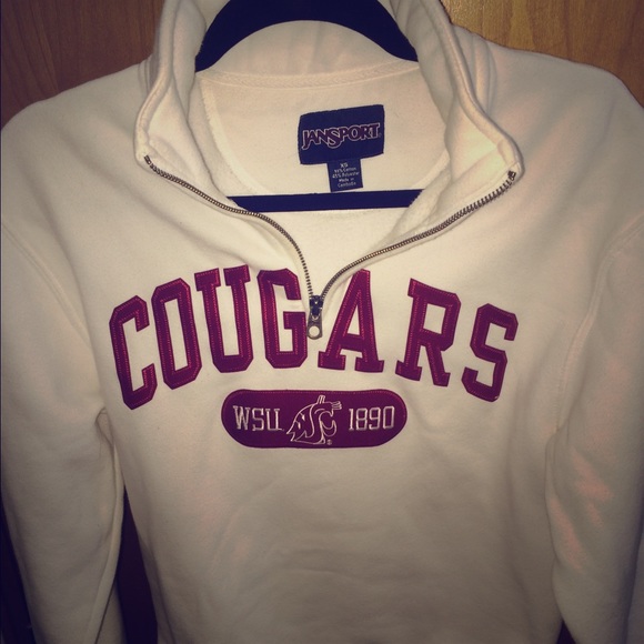 WSU Cougars half zip white jacket