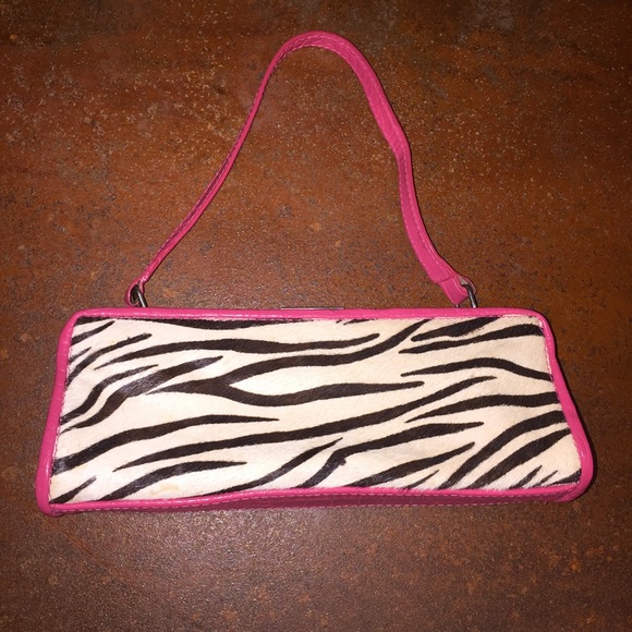 Purse/clutch - Zebra animal print with pink lining