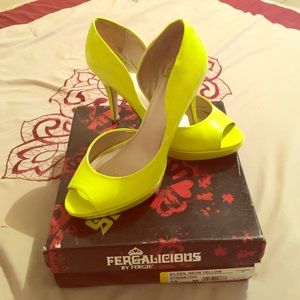 Neon yellow high heels