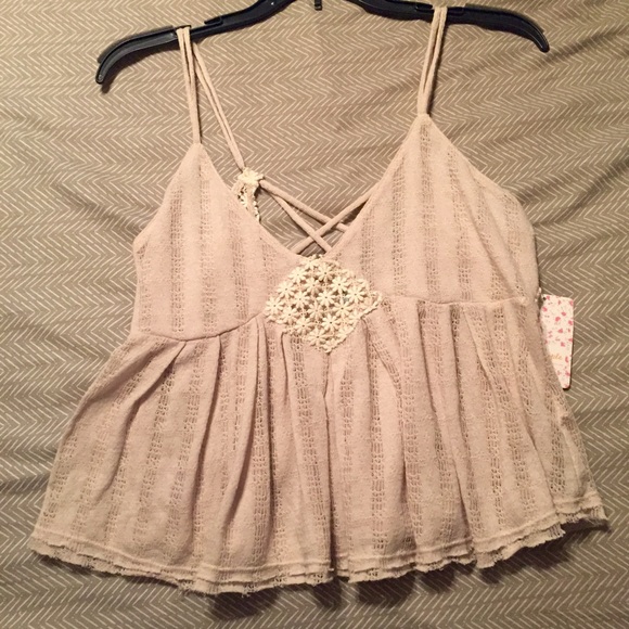 NWT Free People cream beige tank crop top