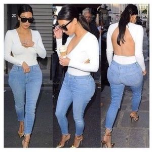 MOTHER Looker Ankle Fray jeans as Kim Kardashian