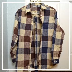 Brown Plaid Button Up 🍘