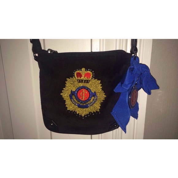 Juicy couture black velour cross body bag