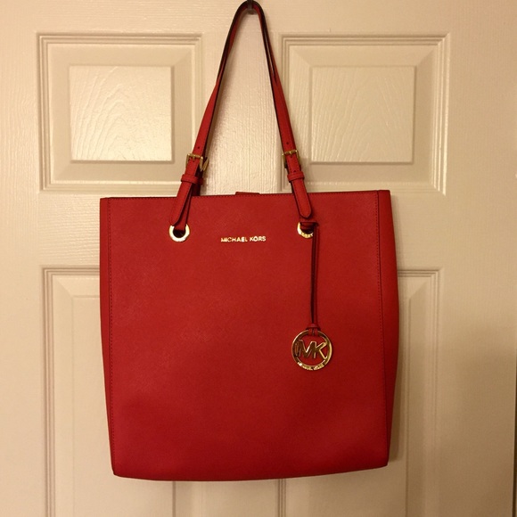 Red MK Tote W/gold embellishments