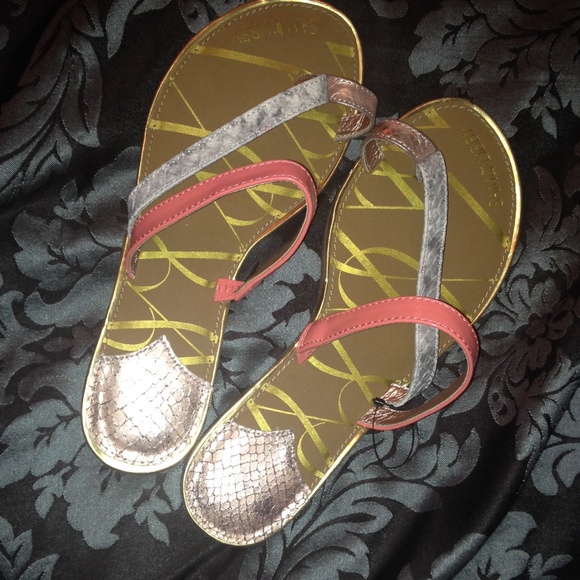 NWOT Peach and Gold sandals