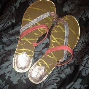 NWOT Peach and Gold sandals