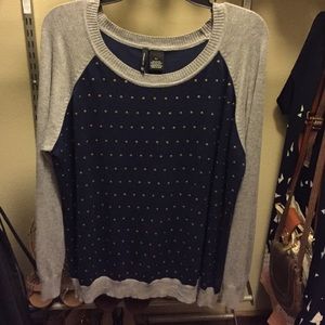 Grey and navy sweater