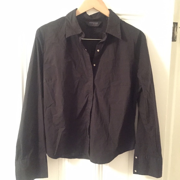 Black Express Snap Button Stretch Blouse