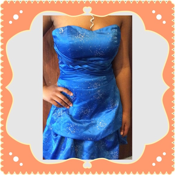 Royal Blue strapless with silver sparkles