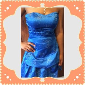Royal Blue strapless with silver sparkles