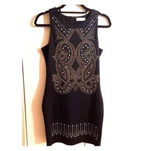 Beaded Bodycon Dress- Black- (M)