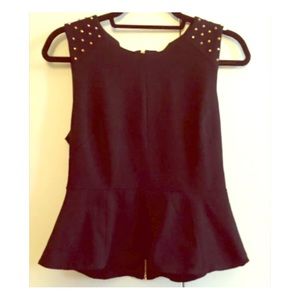 Vince Camuto Studded Peplum Top- black- (M)