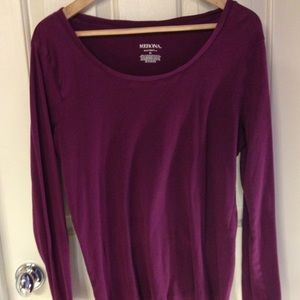 Eggplant Long Sleeve Scoop Neck Top.
