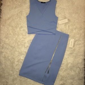 Zipper front skirt & crop top 2 pc.