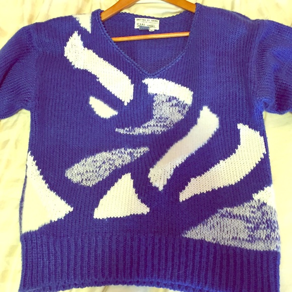 Soft navy blue hand knitted sweater