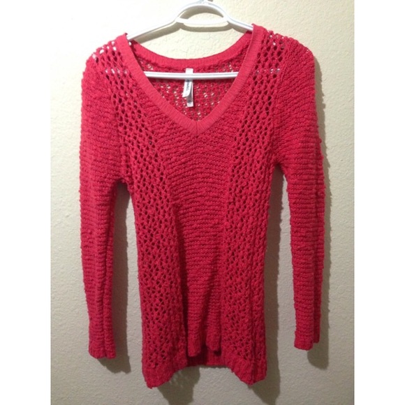 red orange sweater