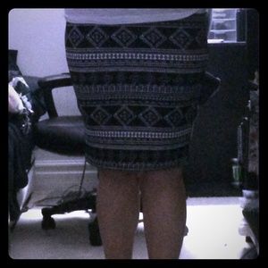 Black and white tribal printed boho skirt