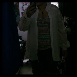 White lacy man tailored collar shirt