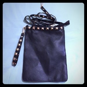 Black Faux leather gold studded purse
