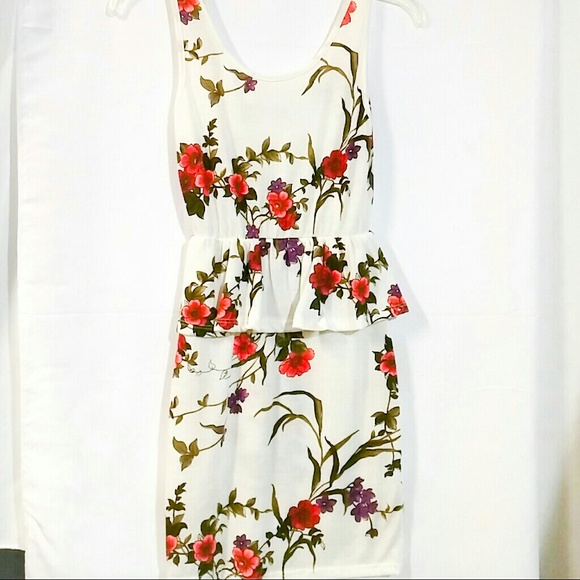 Floral peplum tank dress