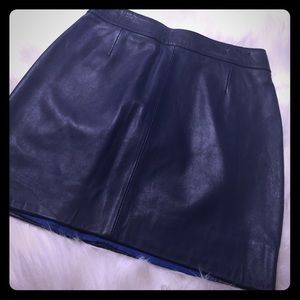 Blue real leather vintage skirt