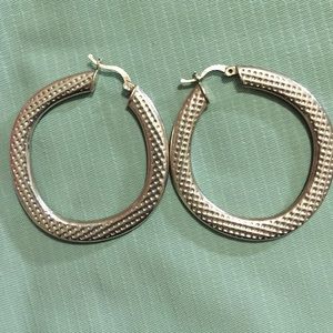 100% textured Silver Hoop earrings