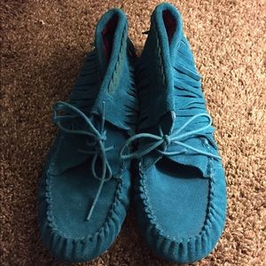 Turquoise moccasins