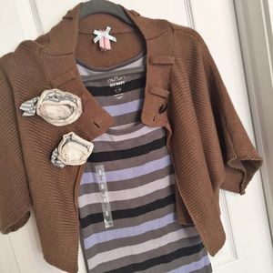 Never worn Crop Sweater Cardigan w/ON stripe tank