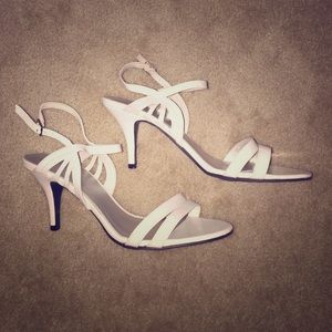 Short White Strappy Heels