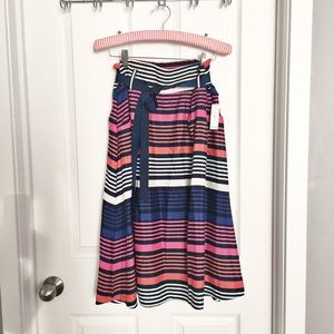 Brand new striped  knee length skirt with tie