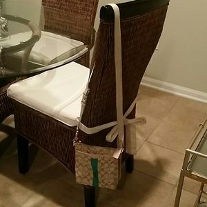 Authentic teal and brown Coach crossbody bag