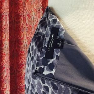 Ann Taylor Silk Pencil Skirt Gray/Blue Spots