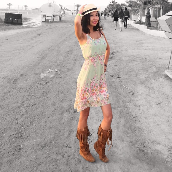Green floral limited edition "coachella" dress