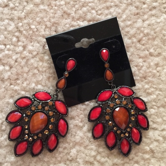 NWT red and rhinestone earrings