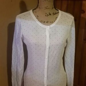 White   Polka-dot cardigan, perfect spring sweater