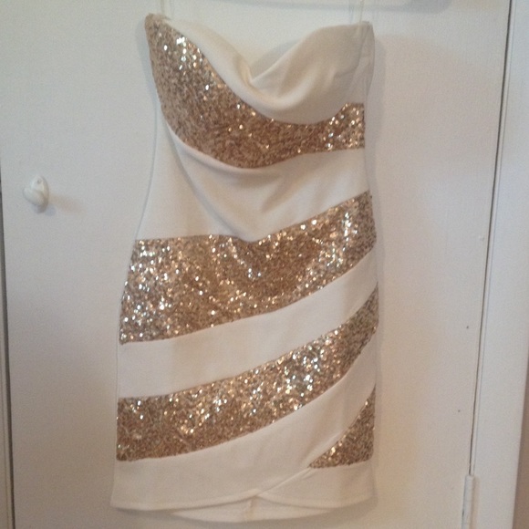 White and gold homecoming dress