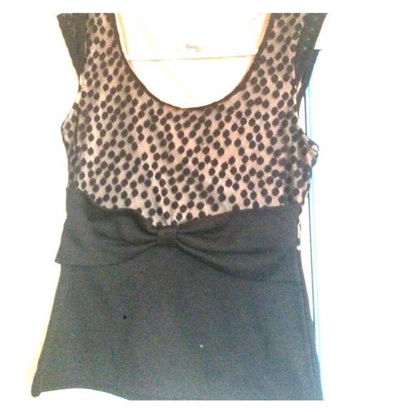 Black & nude polka dot top