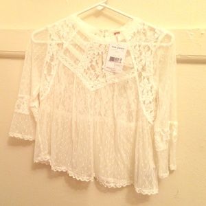 White lace Free People top NWT