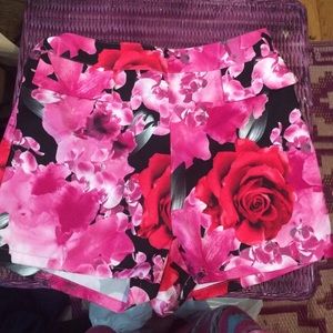 High waisted floral shorts