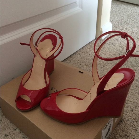 Christian louboutin red wedges