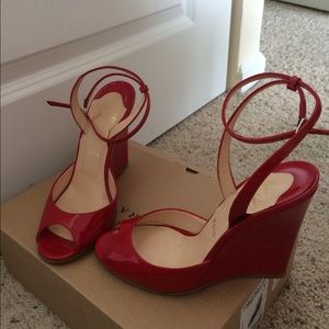 Christian louboutin red wedges