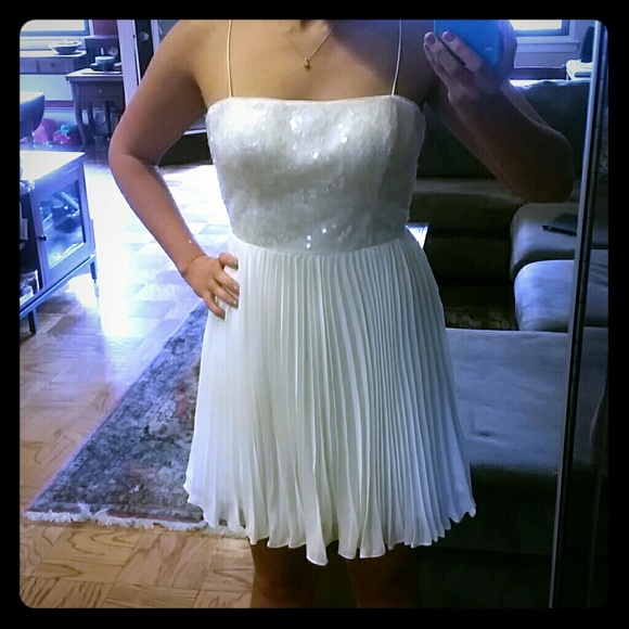 NWOT Aqua Dress w Sequins and Pleats - Picture 1 of 4