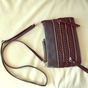 Braided black cross body with zipper detail