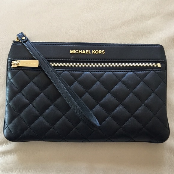 Michael kors leather quilted clutch