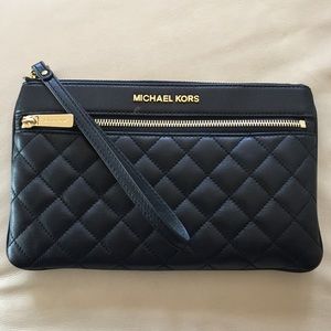 Michael kors leather quilted clutch