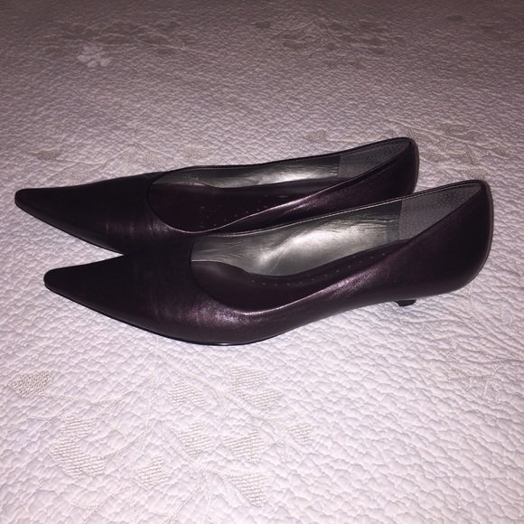 BCBG Pointy-Toed Shimmery Brown Kitten Heels