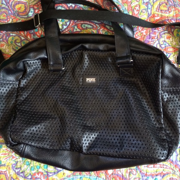 PINK Victoria's Secret Handbags - Victoria's Secret pink faux leather duffle bag