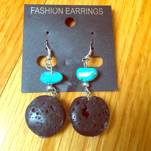 Accessories - Volcanic and turquoise earrings from Santorini