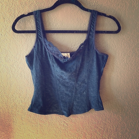 Navy Corset Crop Top